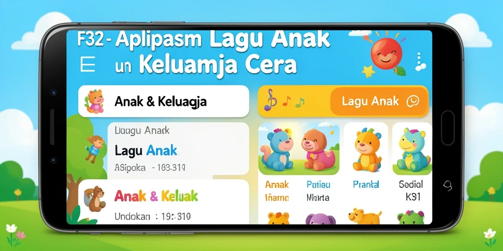 Tampilan antarmuka aplikasi F32 yang ceria dan interaktif untuk anak.