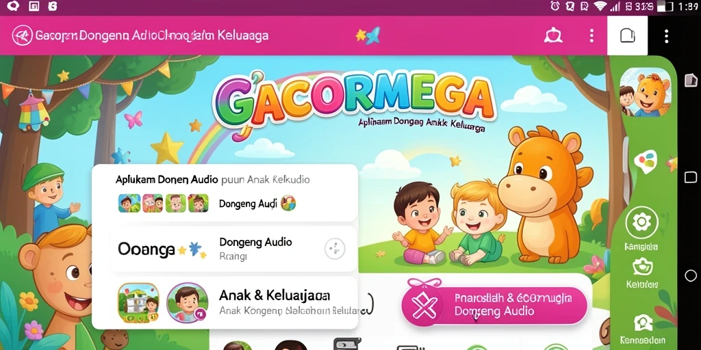 Antarmuka GACORMEGA yang sederhana dan menarik untuk anak-anak.