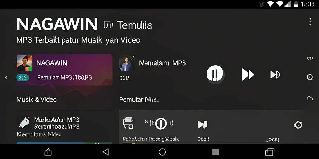 Tampilan antarmuka NAGAWIN yang sederhana dan menarik untuk pemutar MP3.