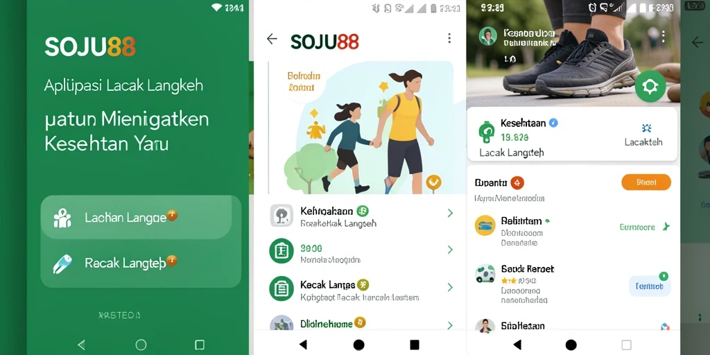 Tampilan antarmuka aplikasi Lacak Langkah SOJU88 yang modern.